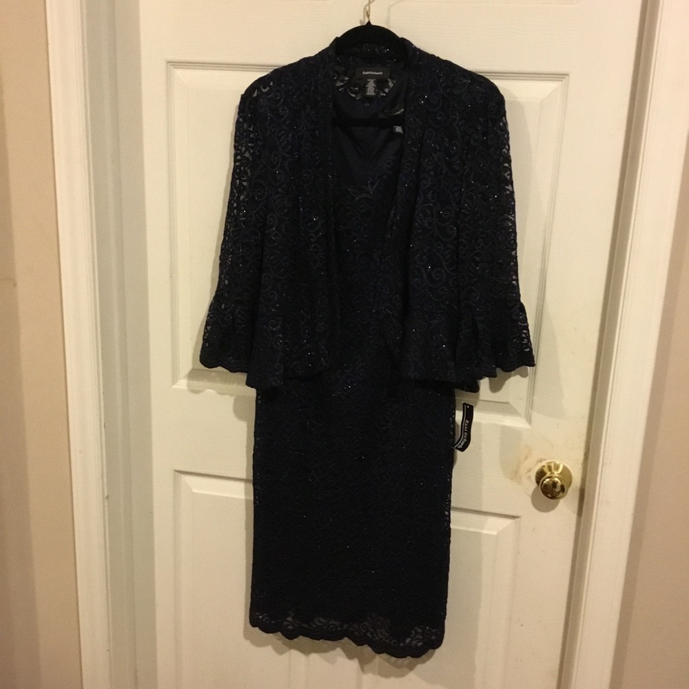 2pc R&M Richards lacy dress with jacket size 14 NWT party or MOB/MOG